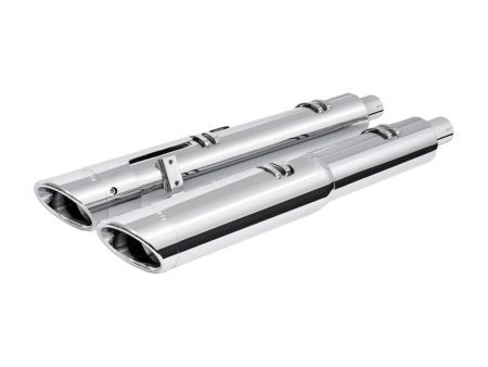 4.5in. Slip-On Mufflers - Chrome with Chrome Slash End Caps. Fits Indian Big Twin 2014up with Hard Saddle Bags. FREEDOM PERFORMANCE EXHAUST
