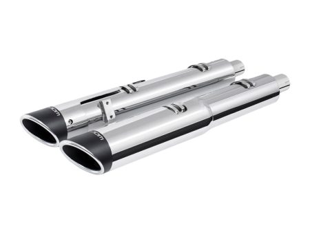 4.5in. Slip-On Mufflers - Chrome with Sculpted Slash End Caps. Fits Indian Big Twin 2014up with Hard Saddle Bags. FREEDOM PERFORMANCE EXHAUST