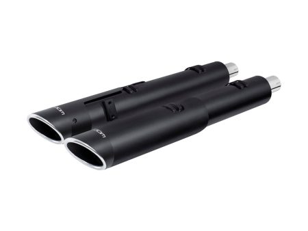 4.5in. Slip-On Mufflers - Black with Sculpted Slash End Caps. Fits Indian Big Twin 2014up with Hard Saddle Bags. FREEDOM PERFORMANCE EXHAUST