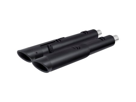 4.5in. Slip-On Mufflers - Black with Black Slash End Caps. Fits Indian Big Twin 2014up with Hard Saddle Bags. FREEDOM PERFORMANCE EXHAUST