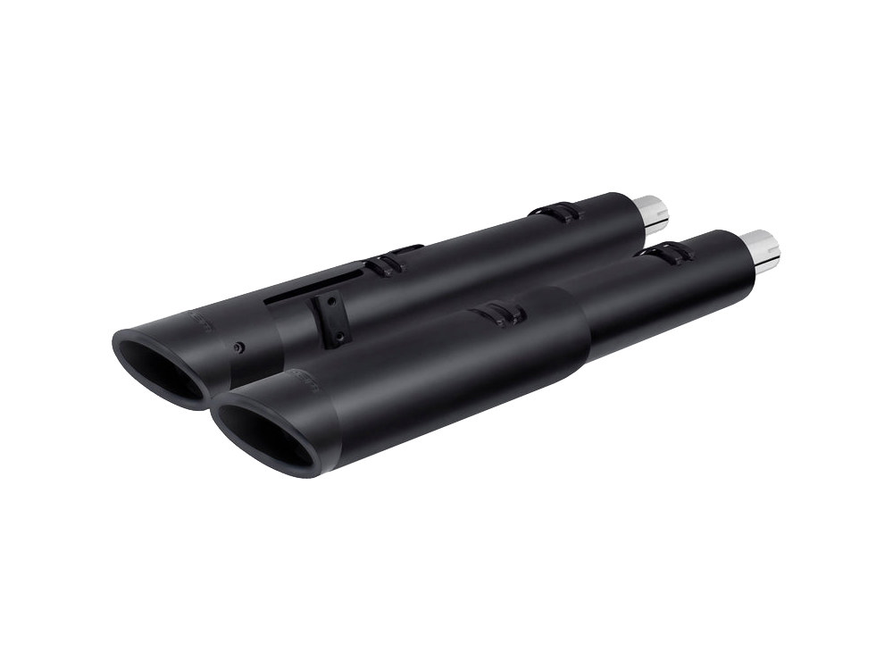 4.5in. Slip-On Mufflers - Black with Black Slash End Caps. Fits Indian Big Twin 2014up with Hard Saddle Bags. FREEDOM PERFORMANCE EXHAUST