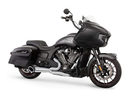 Turnout 2-into-1 Exhaust - Chrome with Black End Cap. Fits Indian Challenger 2020up. FREEDOM PERFORMANCE EXHAUST