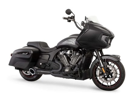 Turnout 2-into-1 Exhaust - Black with Black End Cap. Fits Indian Challenger 2020up. FREEDOM PERFORMANCE EXHAUST