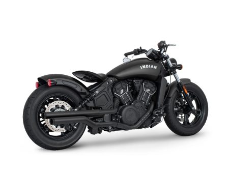 2.5in. Slip-On Mufflers - Black with Black Straight End Caps. Fits Indian Scout 2015-2024 FREEDOM PERFORMANCE EXHAUST