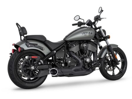 Combat 2-into-1 Exhaust - Black with Black End Cap. Fits Indian Cruiser 2022up FREEDOM PERFORMANCE EXHAUST