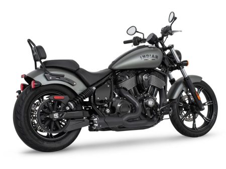 American Outlaw Shorty 2-into-1 Exhaust - Black with Black End Cap. Fits Indian Cruiser 2022up FREEDOM PERFORMANCE EXHAUST