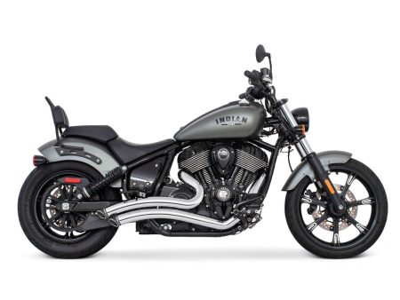 Sharp Curve Radius Exhaust - Chrome with Black End Caps. Fits Indian Cruiser 2022up FREEDOM PERFORMANCE EXHAUST