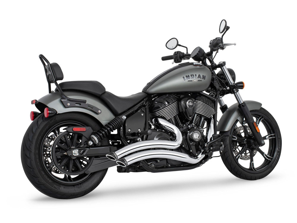 Sharp Curve Radius Exhaust - Chrome with Black End Caps. Fits Indian Cruiser 2022up FREEDOM PERFORMANCE EXHAUST - Image 2