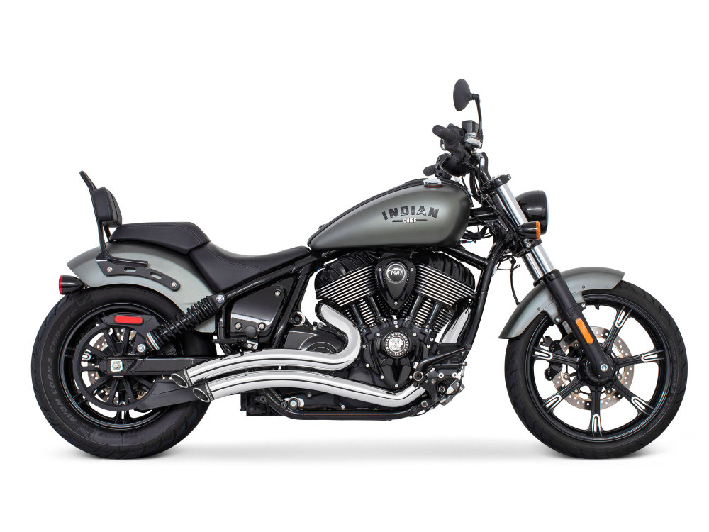 Sharp Curve Radius Exhaust - Chrome with Black End Caps. Fits Indian Cruiser 2022up FREEDOM PERFORMANCE EXHAUST