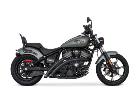Radical Radius Exhaust - Black with Black End Caps. Fits Indian Cruiser 2022up FREEDOM PERFORMANCE EXHAUST