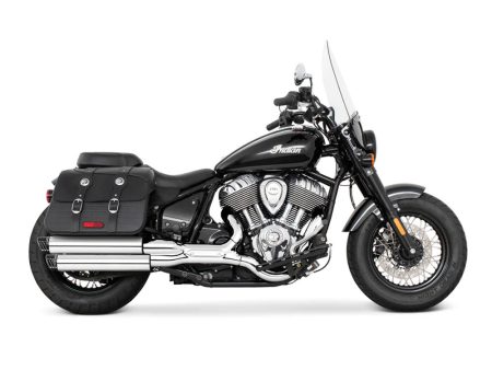 3.25in. Slip-On Mufflers - Chrome with Black Racing End Caps. Fits Indian Cruiser 2022up FREEDOM PERFORMANCE EXHAUST