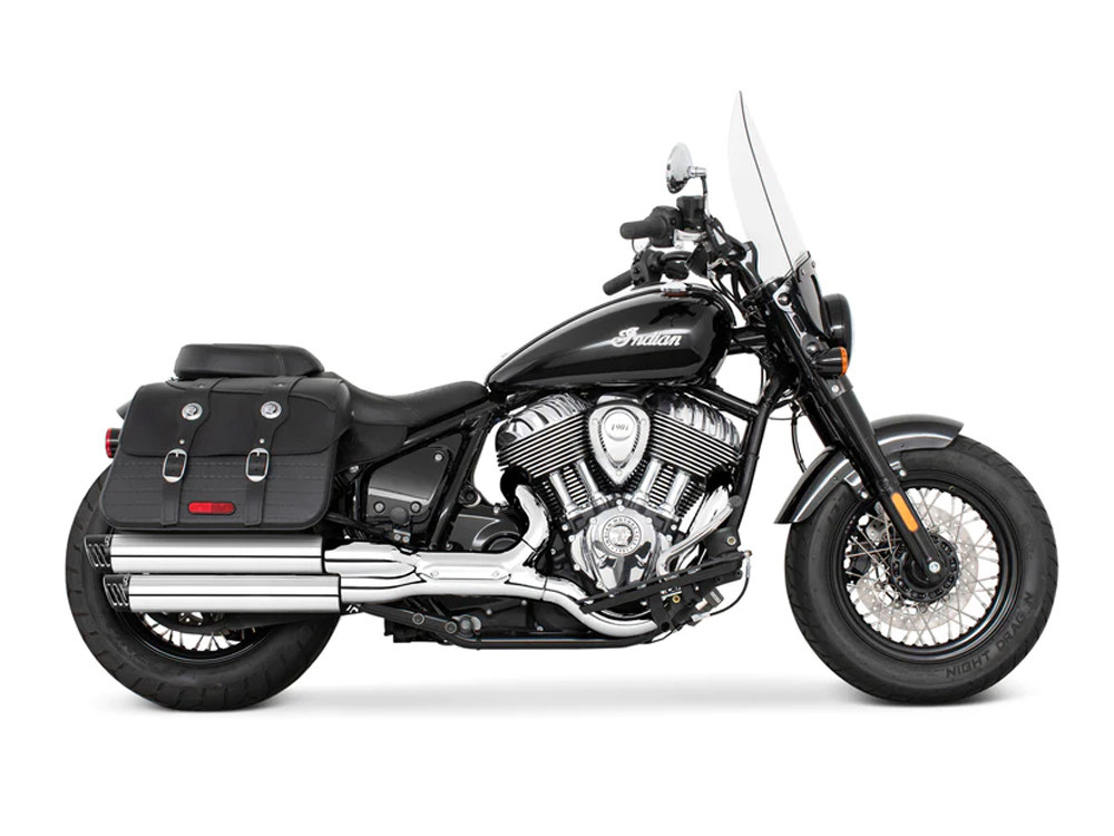3.25in. Slip-On Mufflers - Chrome with Black Racing End Caps. Fits Indian Cruiser 2022up FREEDOM PERFORMANCE EXHAUST