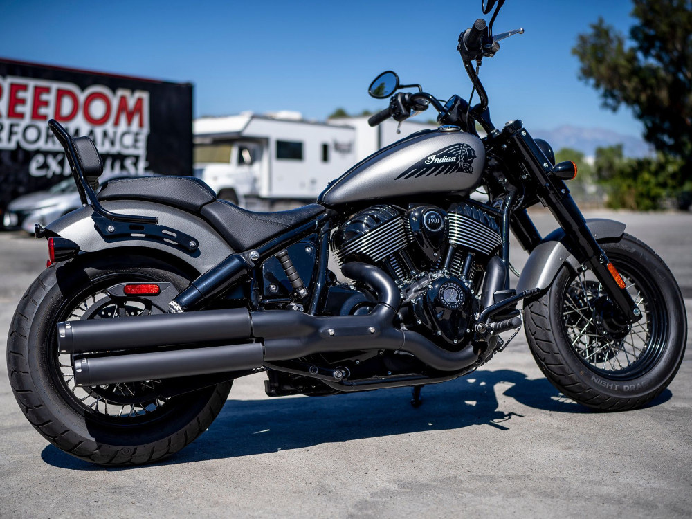 3.25in. Slip-On Mufflers - Black with Black Signature End Caps. Fits Indian Cruiser 2022up FREEDOM PERFORMANCE EXHAUST - Image 3