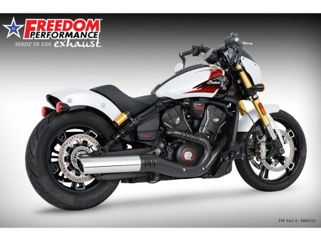 4in. Slip-On Muffler - Chrome with Chrome End Cap. Fits Indian Scout 2025up FREEDOM PERFORMANCE EXHAUST