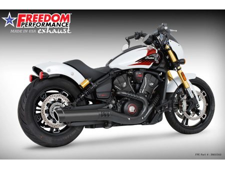 4in. Slip-On Muffler - Black with Black End Cap. Fits Indian Scout 2025up FREEDOM PERFORMANCE EXHAUST