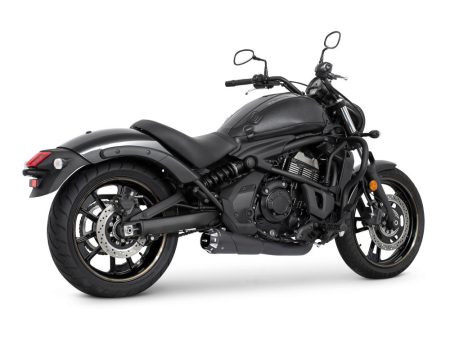 American Outlaw Shorty 2-into-1 Exhaust - Black with Black End Cap. Fits Kawasaki Vulcan 'S' 650cc 2015up. FREEDOM PERFORMANCE EXHAUST