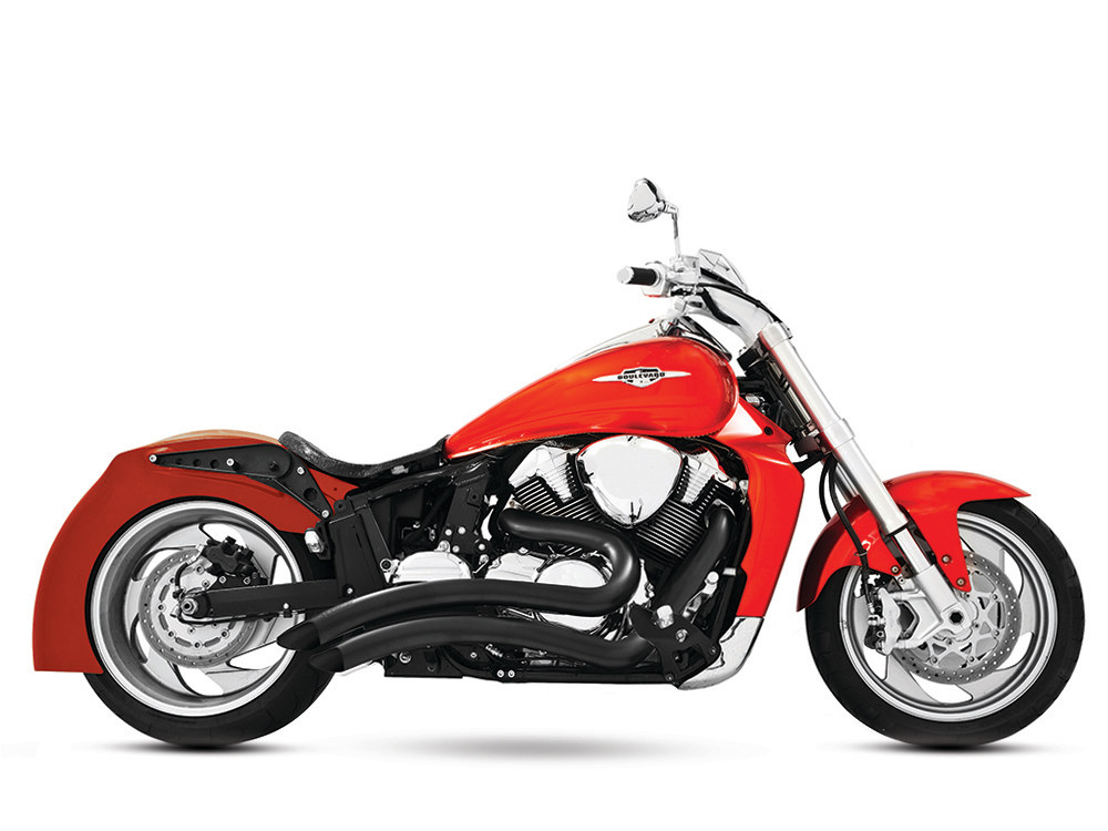 Sharp Curve Radius Exhaust with Black Finish. Fits Suzuki M109R 2006up. FREEDOM PERFORMANCE EXHAUST