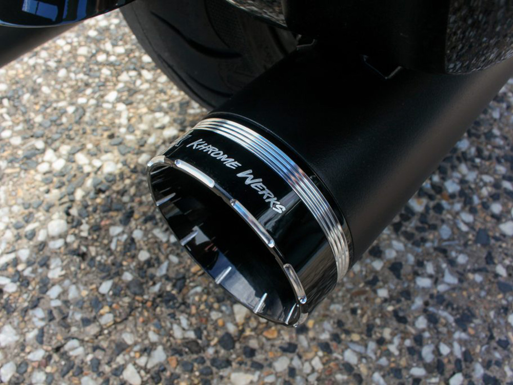 4-1/2in. Tracer Slip-On Mufflers - Black with Black End Caps. Fits Touring 2017up. Khrome Werks - Image 4