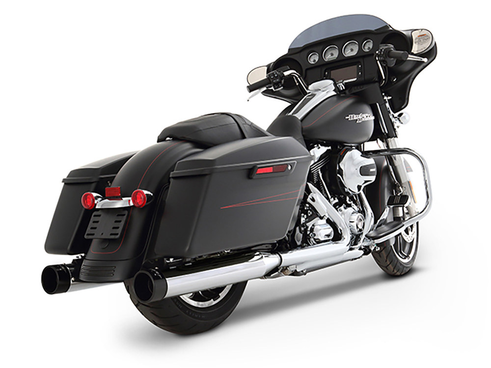 4in. Slip-On Mufflers - Chrome with Black End Caps. Fits Touring 2017up. RINEHART EXHAUST - Image 2