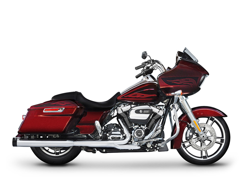 4in. Slip-On Mufflers - Chrome with Black End Caps. Fits Touring 2017up. RINEHART EXHAUST