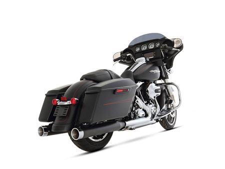4in. Slip-On Mufflers - Black with Chrome End Caps. Fits Touring 2017up. RINEHART EXHAUST
