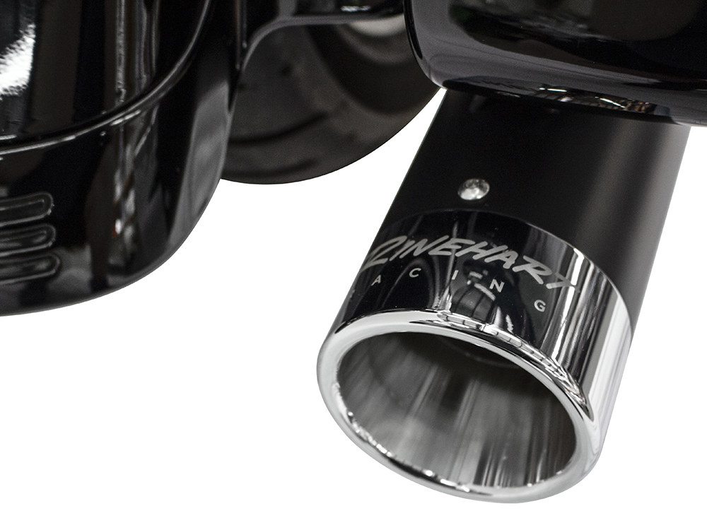 4in. Slip-On Mufflers - Black with Chrome End Caps. Fits Touring 2017up. RINEHART EXHAUST - Image 2