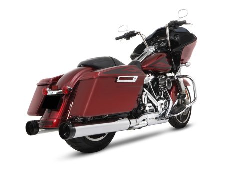 4-1/2in. MotoPro 45 Traditional Slip-On Mufflers - Chrome with Black End Caps. Fits Touring 2017up. RINEHART EXHAUST