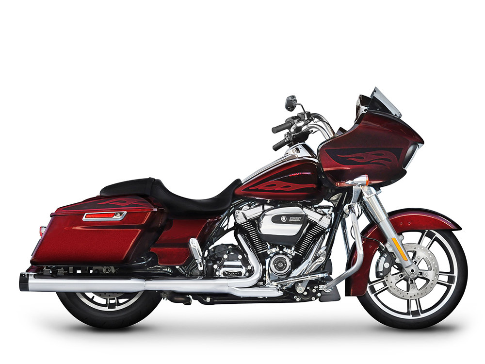 4in. DBX40 Slip-On Mufflers - Chrome with Black End Caps. Fits Touring 2017up. RINEHART EXHAUST