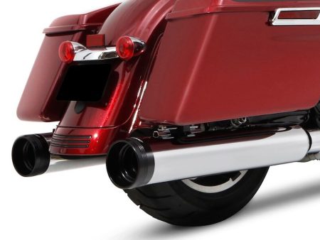 4-1/2in. DBX45 Slip-On Mufflers - Chrome with Black End Caps. Fits Touring 2017up. RINEHART EXHAUST