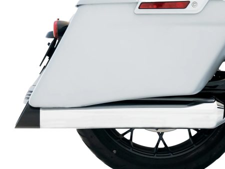 4-1/2in. DBX45 Slip-On Mufflers - Chrome with Black Slash Cut End Caps. Fits Touring 2017up RINEHART EXHAUST