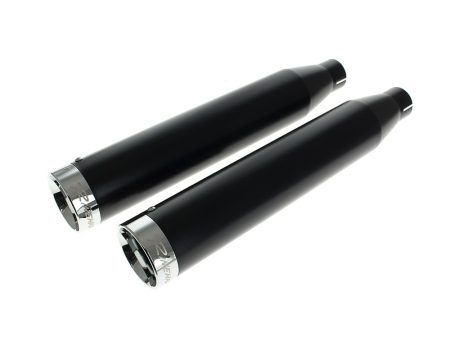 3in. Slip-On Mufflers - Black with Chrome End Caps. Fits Dyna 1995-2017 RINEHART EXHAUST