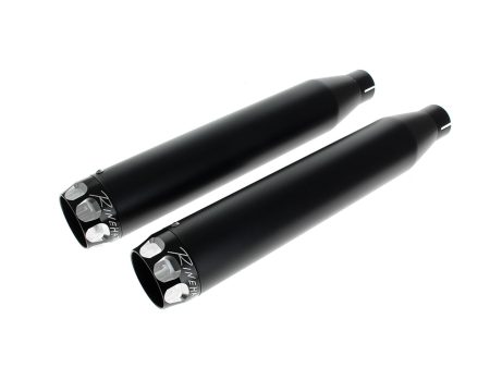3in. Slip-On Mufflers - Black with Black Scalloped End Caps. Fits Dyna 1995-2017 RINEHART EXHAUST