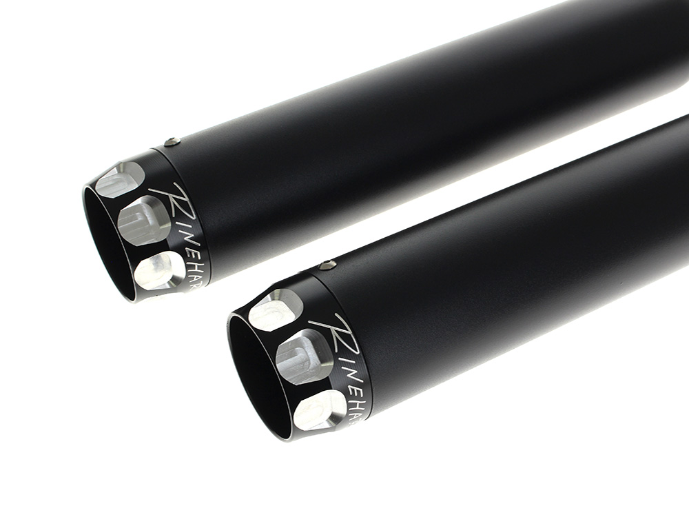 3in. Slip-On Mufflers - Black with Black Scalloped End Caps. Fits Dyna 1995-2017 RINEHART EXHAUST - Image 2