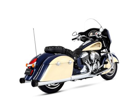 4in. Slip-On Mufflers - Chrome with Black End Caps. Fits Indian Big Twin 2014up with Hard Saddle Bags. RINEHART EXHAUST