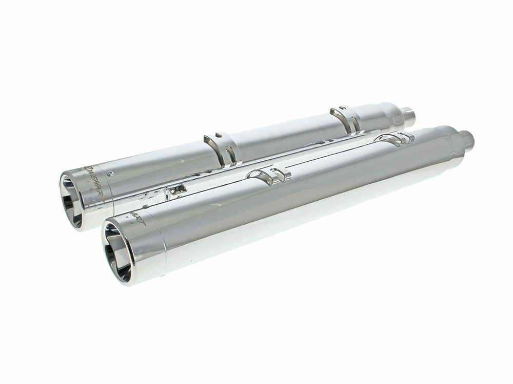 4in. Slip-On Mufflers - Chrome with Chrome End Caps. Fits Indian Big Twin 2014up with Hard Saddle Bags. RINEHART EXHAUST - Image 2