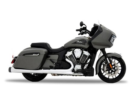 4.5in. Slip-On Mufflers - Chrome with Black End Caps. Fits Indian Big Twin 2014up with Hard Saddle Bags. RINEHART EXHAUST