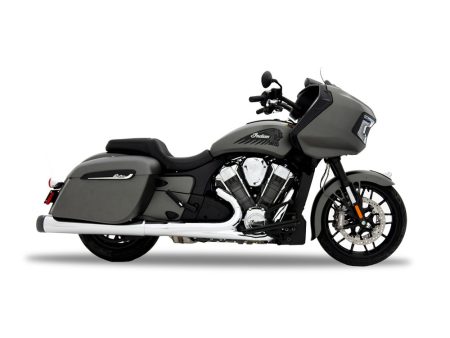 4.5in. DBX45 Slip-On Mufflers - Chrome with Black End Caps. Fits Indian Big Twin 2014up with Hard Saddle Bags. RINEHART EXHAUST