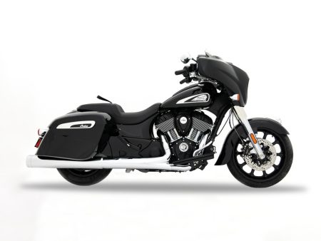 4.5in. DBX45 Slip-On Mufflers - Chrome with Chrome End Caps. Fits Indian Big Twin 2014up with Hard Saddle Bags. RINEHART EXHAUST