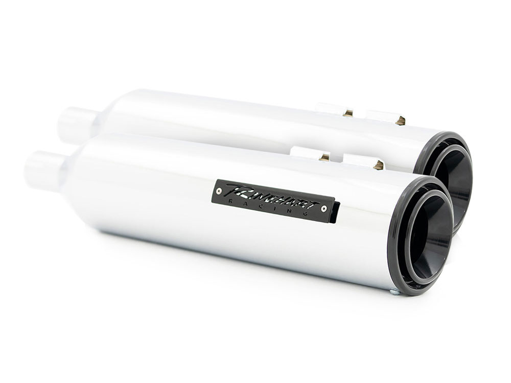 4-1/2in. HP45 Slip-On Short Race Inspired Mufflers - Chrome with Black End Caps. Fits Touring 2017up. RINEHART EXHAUST