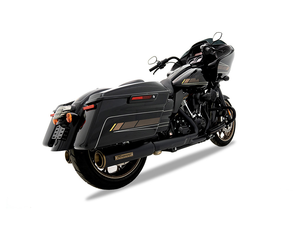 4-1/2in. HP45 Slip-On Short Race Inspired Mufflers - Black with Bronze End Caps. Fits Touring 2017up RINEHART EXHAUST