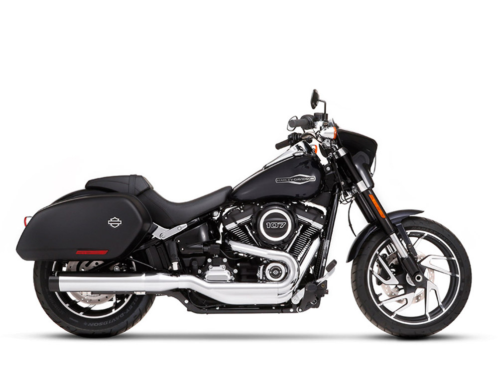 4in. Slip-On Muffler - Chrome with Black End Cap. Fits Sport Glide 2018-2024 RINEHART EXHAUST