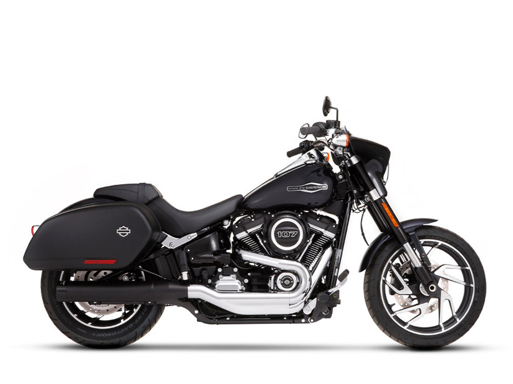 4in. Slip-On Muffler - Black with Black End Cap. Fits Sport Glide 2018-2024 RINEHART EXHAUST