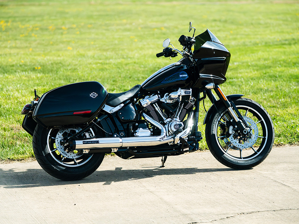 4in. HP40 Slip-On Muffler - Chrome with Black End Cap. Fits Softail Street Bob, Low Rider S, Low Rider ST & Heritage 2025up RINEHART EXHAUST - Image 2