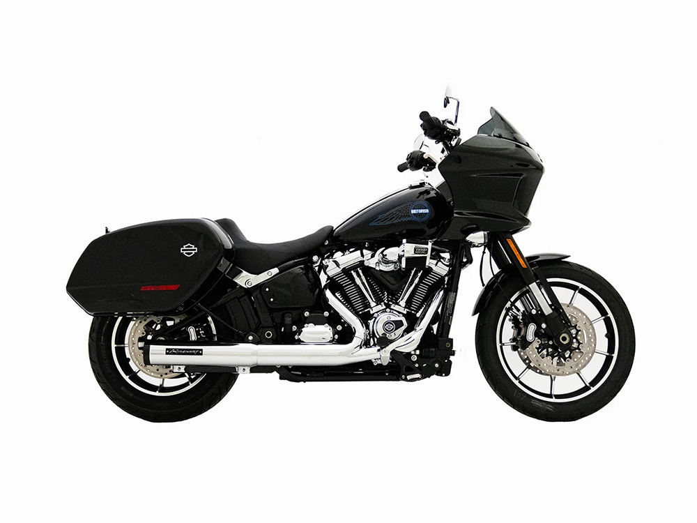 4in. HP40 Slip-On Muffler - Chrome with Black End Cap. Fits Softail Street Bob, Low Rider S, Low Rider ST & Heritage 2025up RINEHART EXHAUST