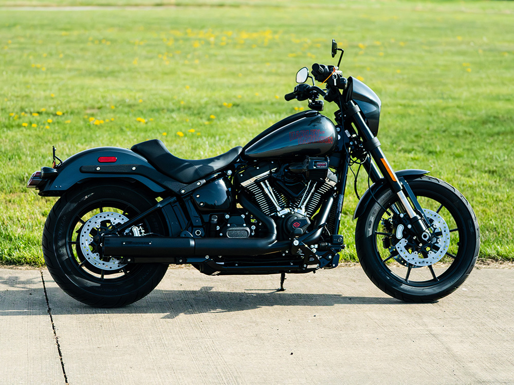 4in. HP40 Slip-On Muffler - Black with Black End Cap. Fits Softail Street Bob, Low Rider S, Low Rider ST & Heritage 2025up RINEHART EXHAUST - Image 2