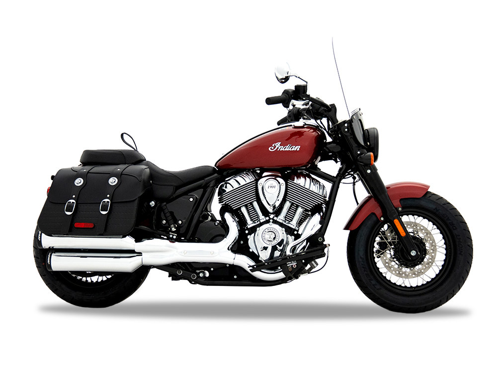 4in. Slip-On Mufflers - Chrome with Black End Caps. Fits Indian Cruiser 2022up RINEHART EXHAUST
