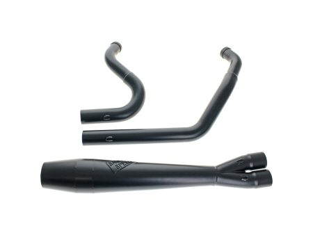 Mid Length 2-into-1 Exhaust with Welded End Cap - Black. Fits Softail 1986-2017. Sawicki Speed