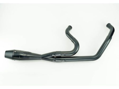 Shorty 2-into-1 Exhaust with Billet End Cap - Black. Fits Softail 2018up with 240 Rear Tyre. Sawicki Speed