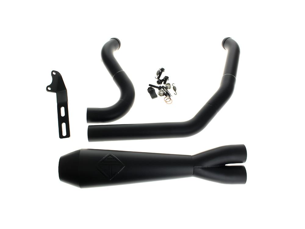 2-into-1 LaneSplitter Exhaust - Black. Fits Softail 2018up Non-240 Rear Tyre Models. SP Concepts EXHAUST