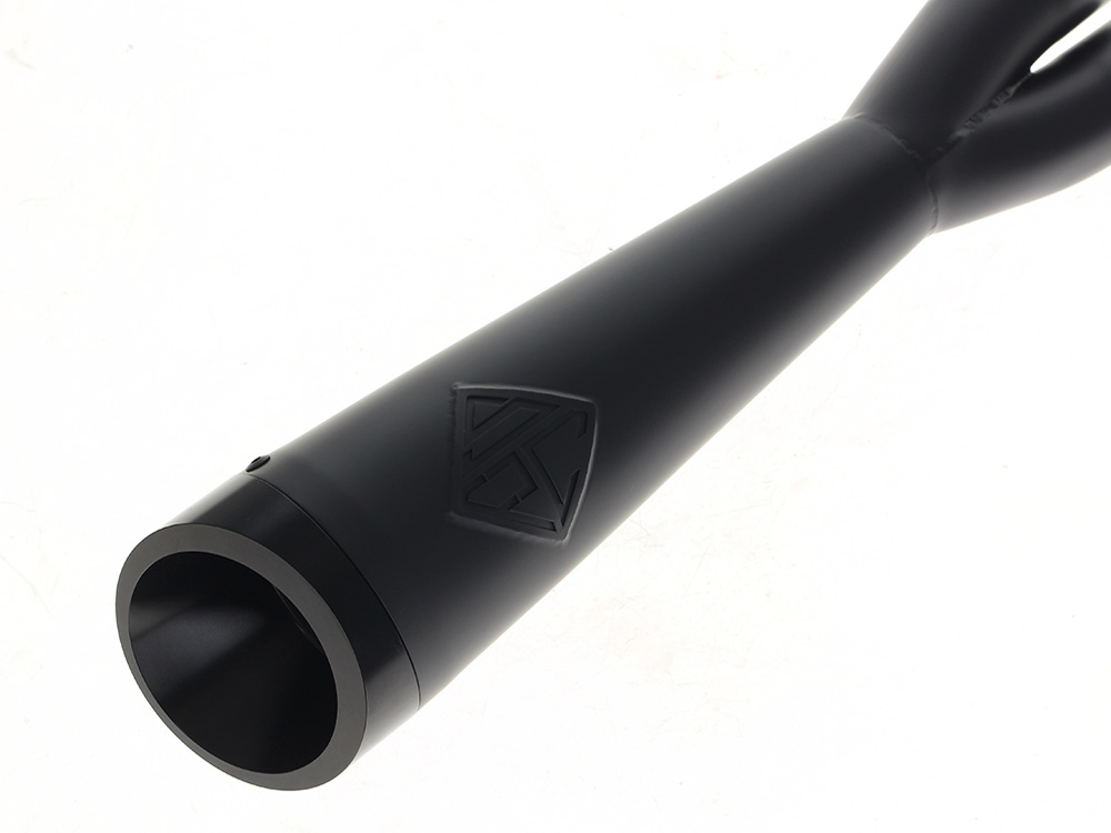 2-into-1 Cutback Exhaust - Black with Black End Cap. Fits Softail 2018up Non-240 Rear Tyre Models. SP Concepts EXHAUST - Image 2